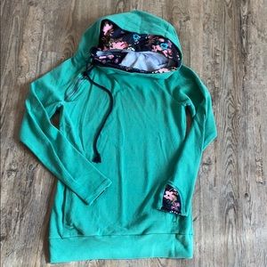 Green and floral Mindy Mae double hoodie